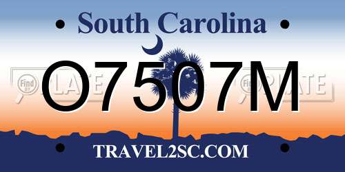 O7507M South Carolina License Plate