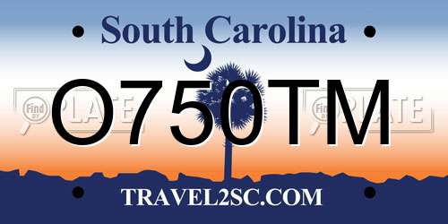 O750TM South Carolina License Plate