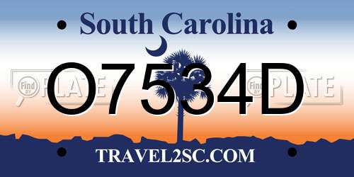 O7534D South Carolina License Plate
