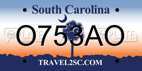 O753AO South Carolina License Plate