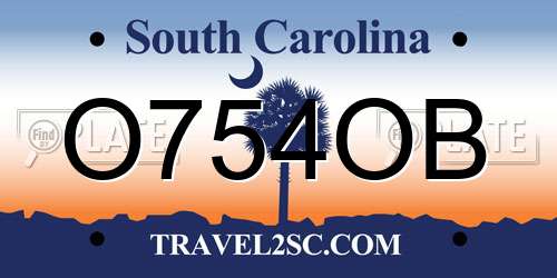 O754OB South Carolina License Plate