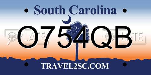 O754QB South Carolina License Plate