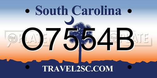 O7554B South Carolina License Plate