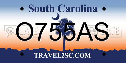 O755AS South Carolina License Plate