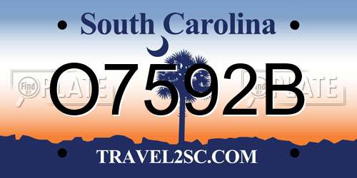 O7592B South Carolina License Plate