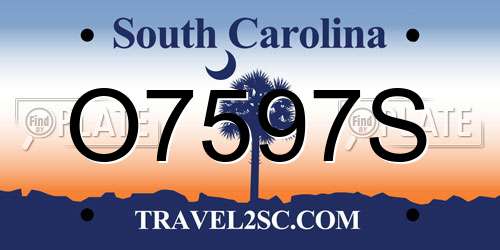 O7597S South Carolina License Plate