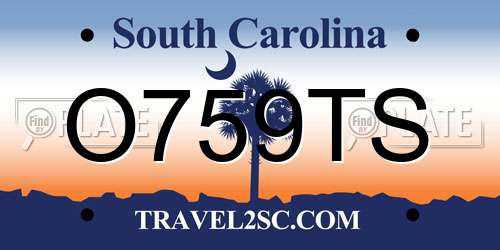 O759TS South Carolina License Plate