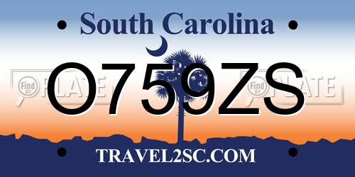 O759ZS South Carolina License Plate