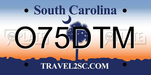 O75DTM South Carolina License Plate
