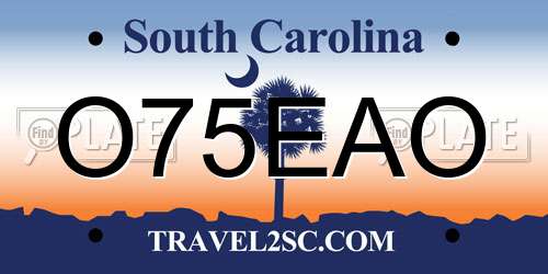 O75EAO South Carolina License Plate