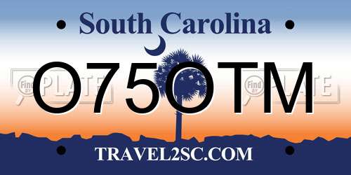 O75OTM South Carolina License Plate
