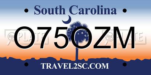 O75OZM South Carolina License Plate
