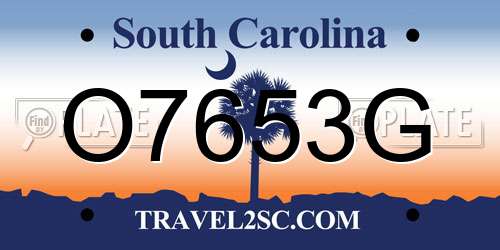 O7653G South Carolina License Plate