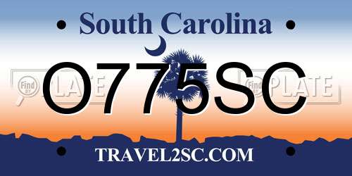 O775SC South Carolina License Plate