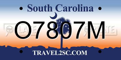 O7807M South Carolina License Plate