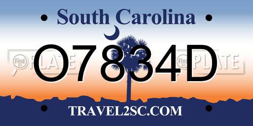 O7834D South Carolina License Plate