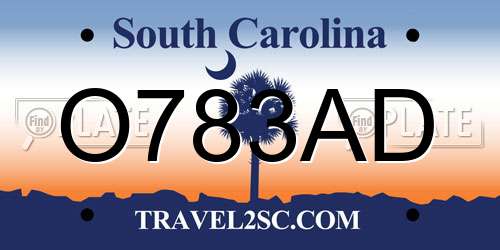 O783AD South Carolina License Plate