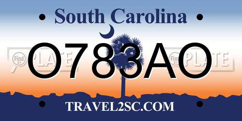 O783AO South Carolina License Plate