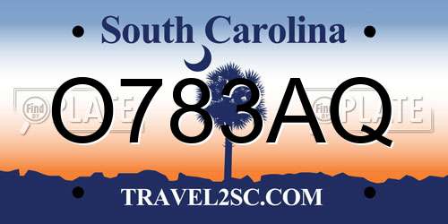 O783AQ South Carolina License Plate