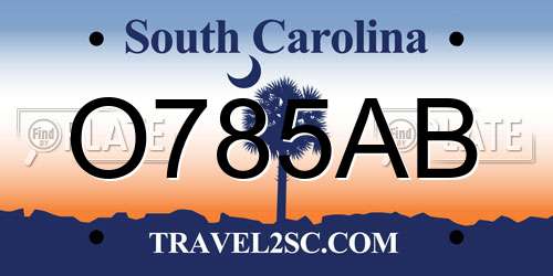 O785AB South Carolina License Plate