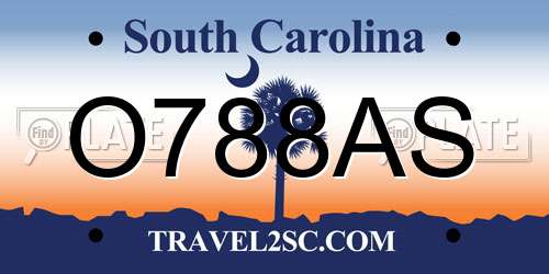 O788AS South Carolina License Plate