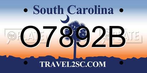 O7892B South Carolina License Plate