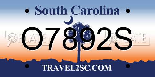 O7892S South Carolina License Plate