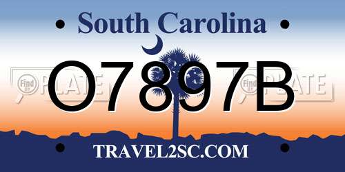O7897B South Carolina License Plate