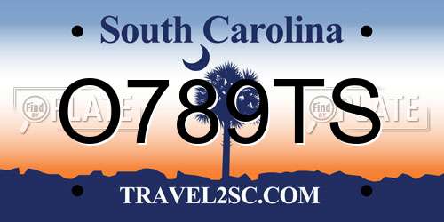 O789TS South Carolina License Plate