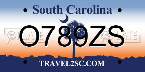 O789ZS South Carolina License Plate