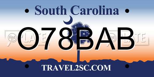 O78BAB South Carolina License Plate