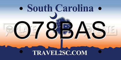 O78BAS South Carolina License Plate