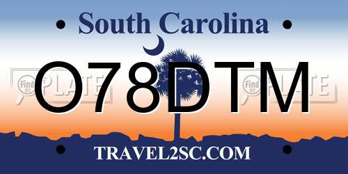 O78DTM South Carolina License Plate