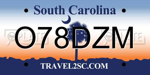 O78DZM South Carolina License Plate