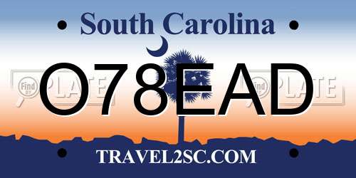 O78EAD South Carolina License Plate