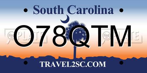 O78QTM South Carolina License Plate