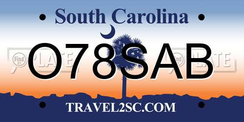 O78SAB South Carolina License Plate
