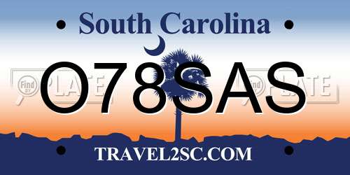 O78SAS South Carolina License Plate