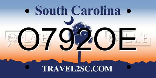 O792OE South Carolina License Plate