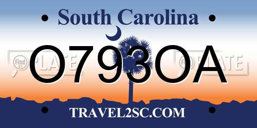 O793OA South Carolina License Plate