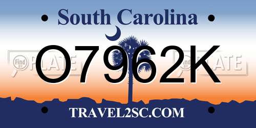O7962K South Carolina License Plate