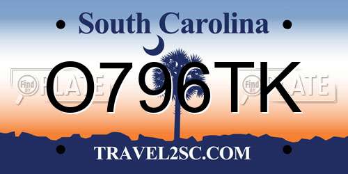 O796TK South Carolina License Plate