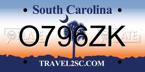 O796ZK South Carolina License Plate