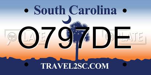 O797DE South Carolina License Plate