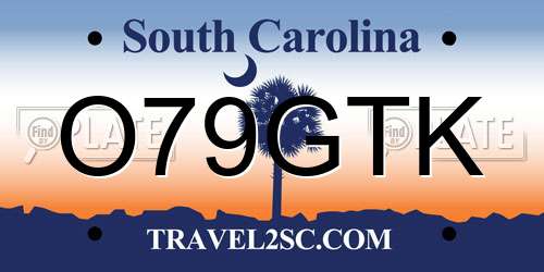 O79GTK South Carolina License Plate