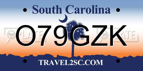 O79GZK South Carolina License Plate