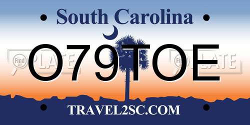 O79TOE South Carolina License Plate
