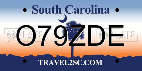 O79ZDE South Carolina License Plate