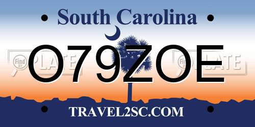 O79ZOE South Carolina License Plate