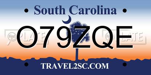 O79ZQE South Carolina License Plate